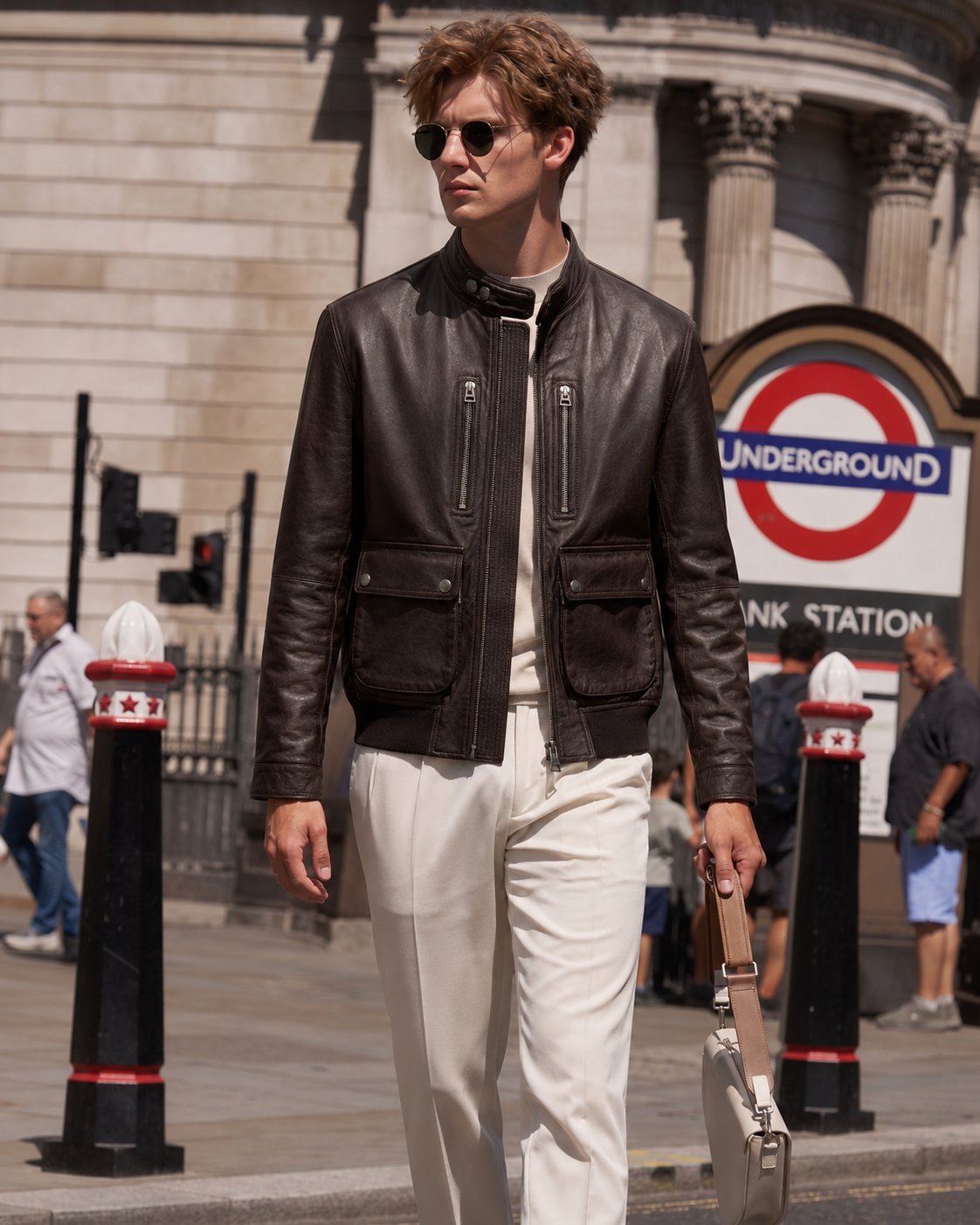 Lambskin Leather Utility Jacket