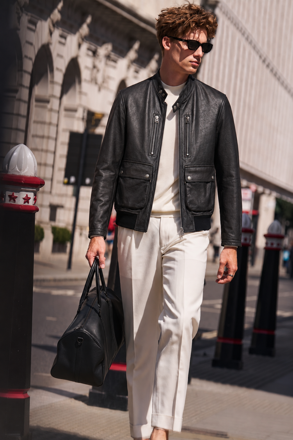 Lambskin Leather Utility Jacket