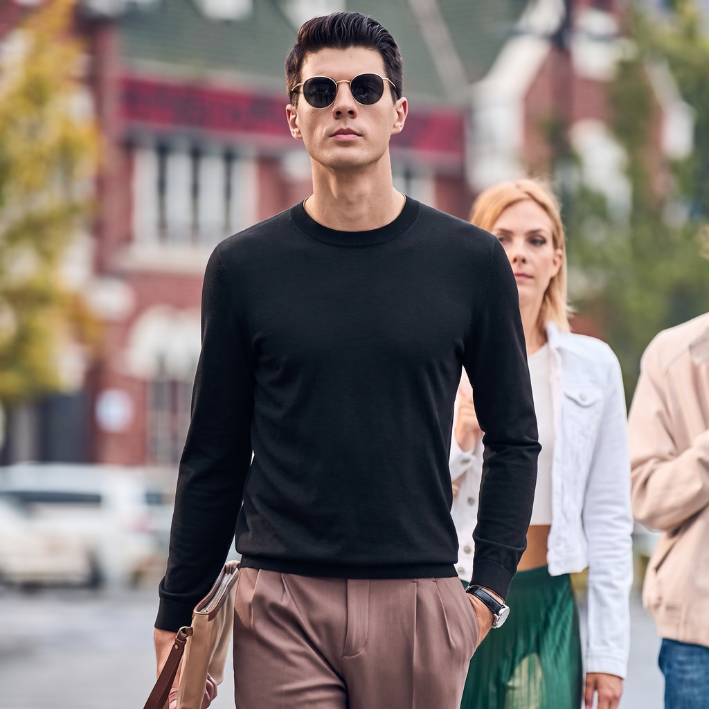 Slim Fit All-Season Basic Wool Sweater