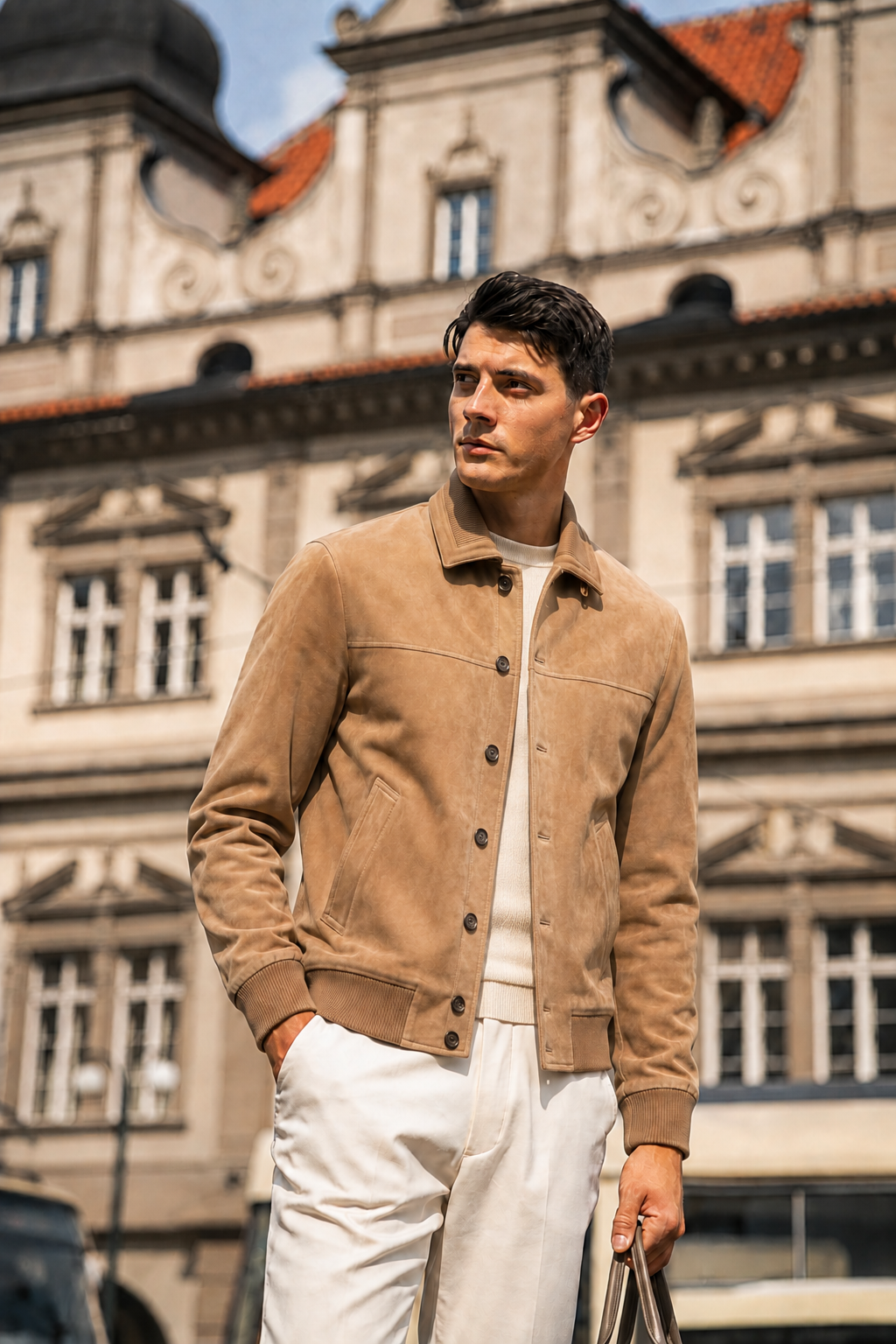 Suede Ribbed Blouson Jacket