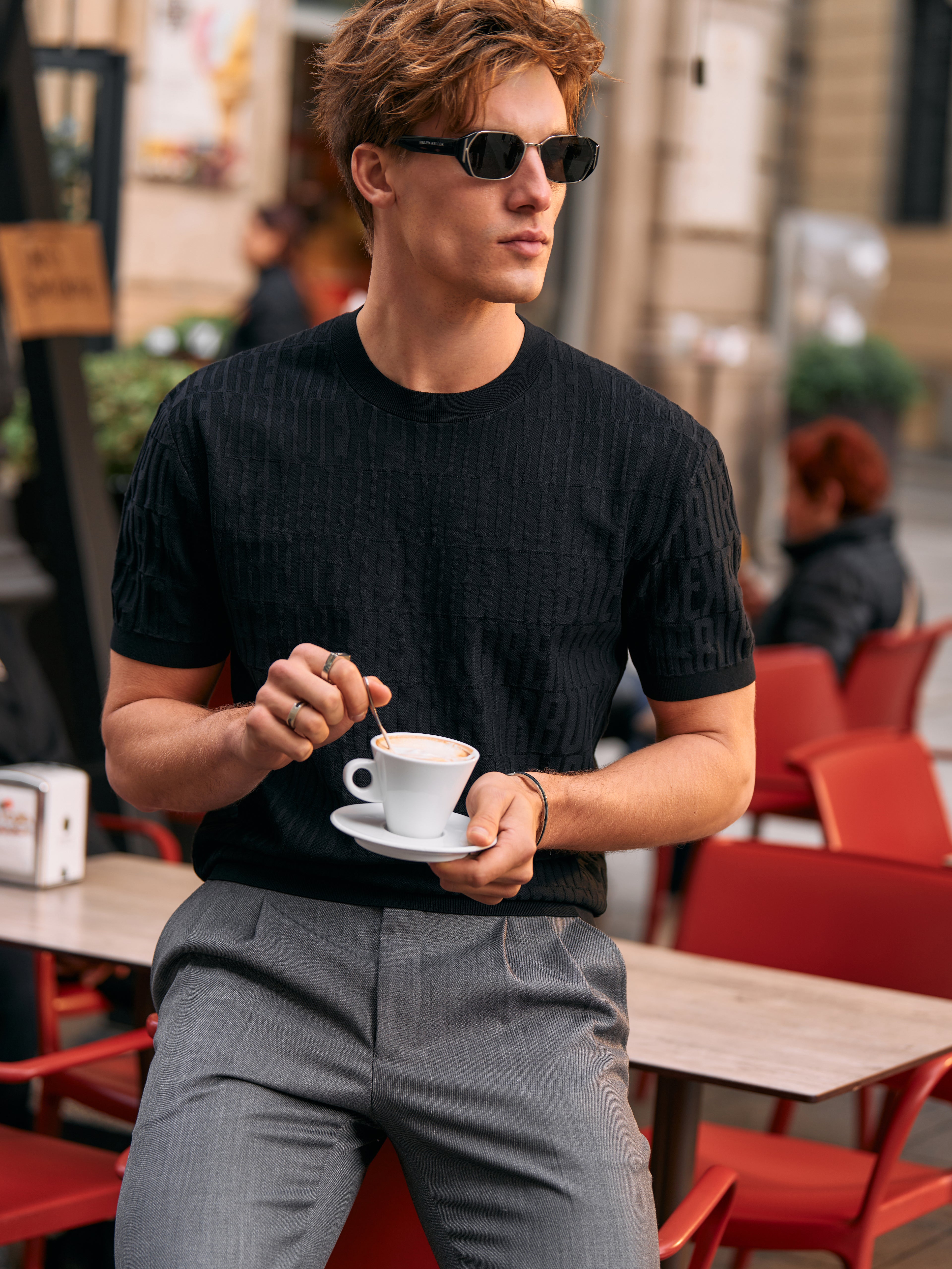 Jacquard Texture Knit T-Shirt