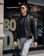 Lambskin Leather Bomber Jacket