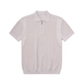 Perforated Zip Collar Knit Polo