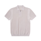 Perforated Zip Collar Knit Polo
