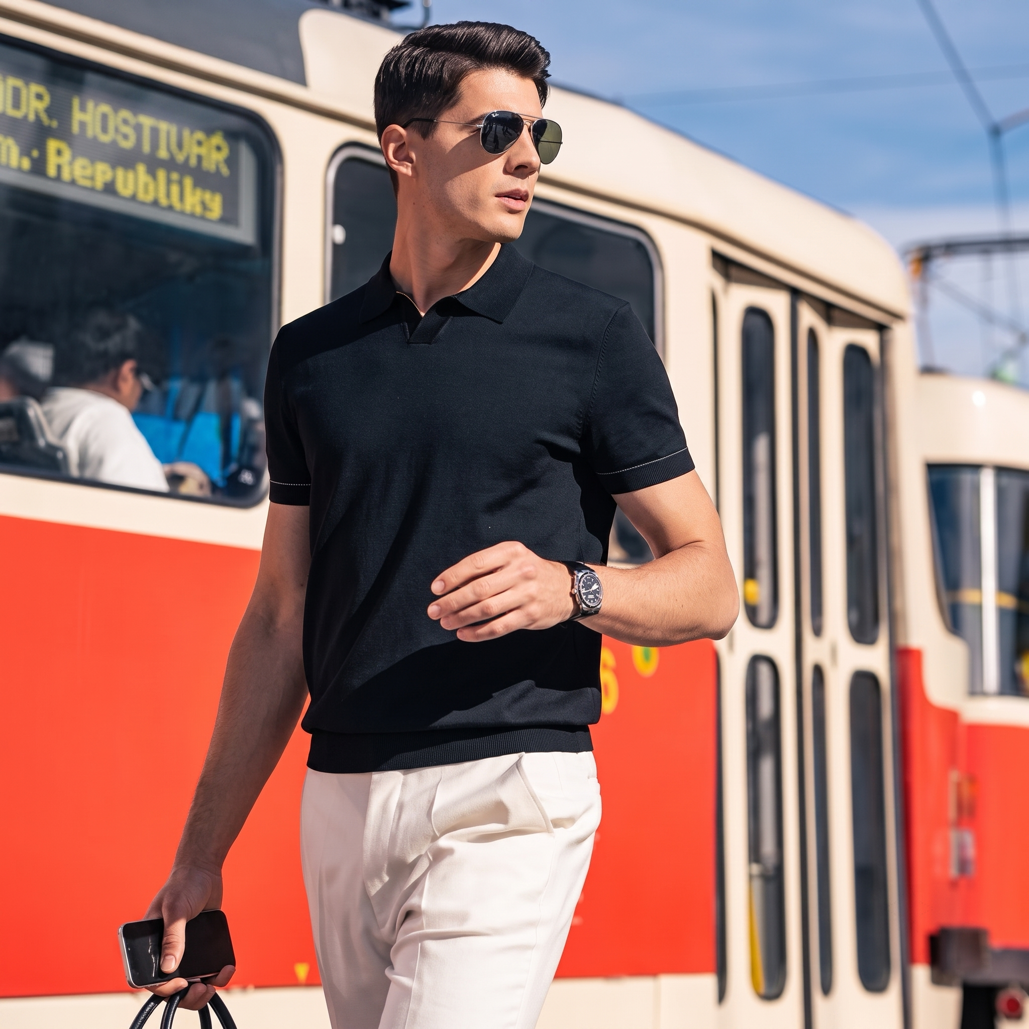 Sleek Contrast Trim Elegant Versatile Daily Polo