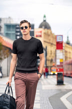Textured Stripe Cotton Knit T-Shirt