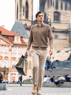 Raglan Sleeve Stand Collar Full Zip Knit Jackets