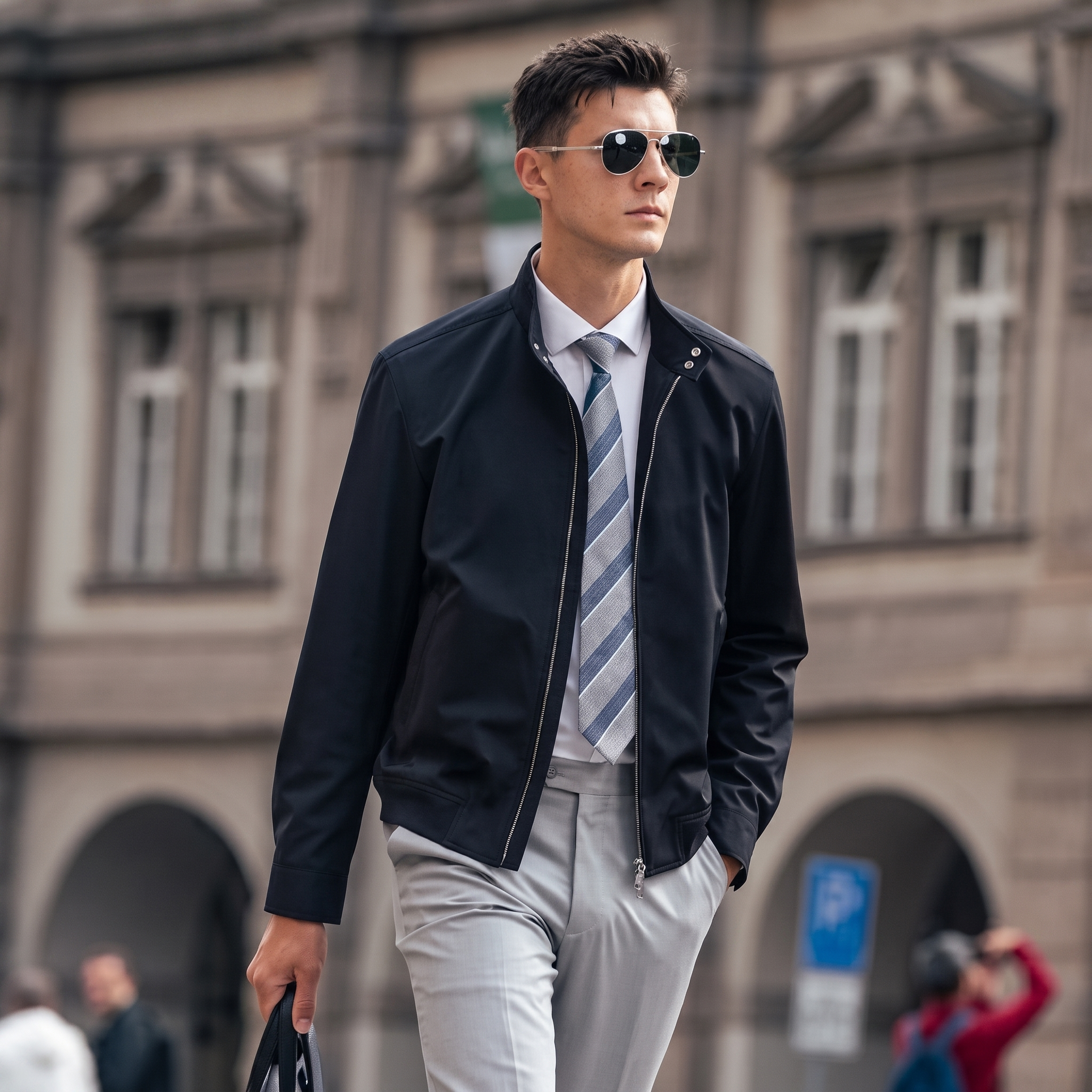 Stand Collar Zipper Business Jacket