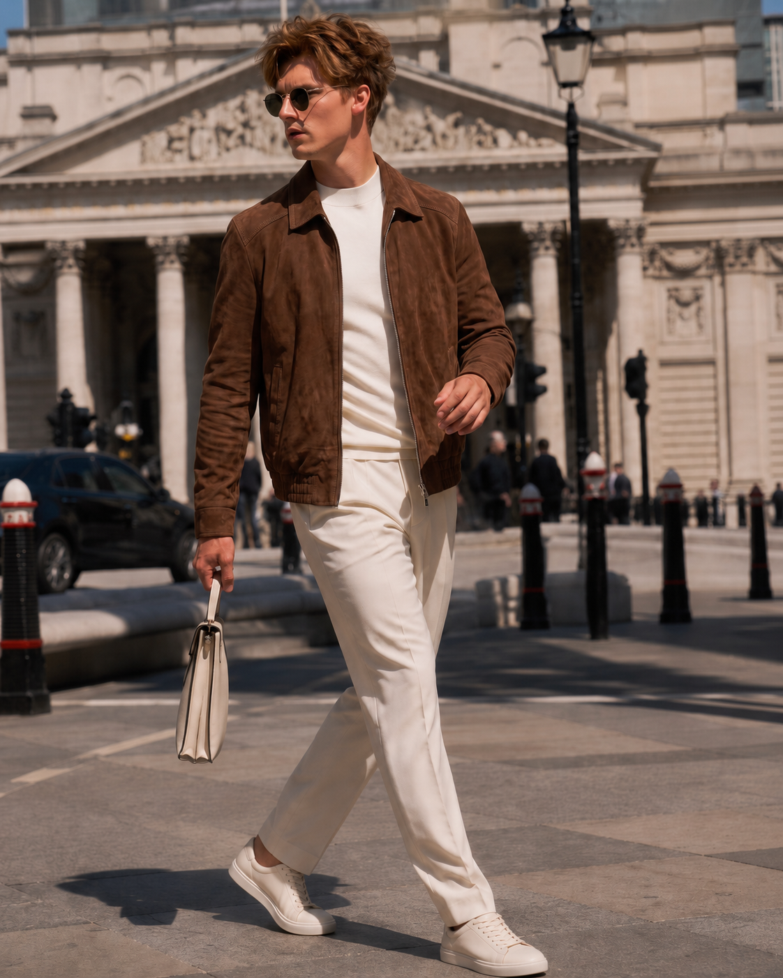 Suede Leather Zip Jacket