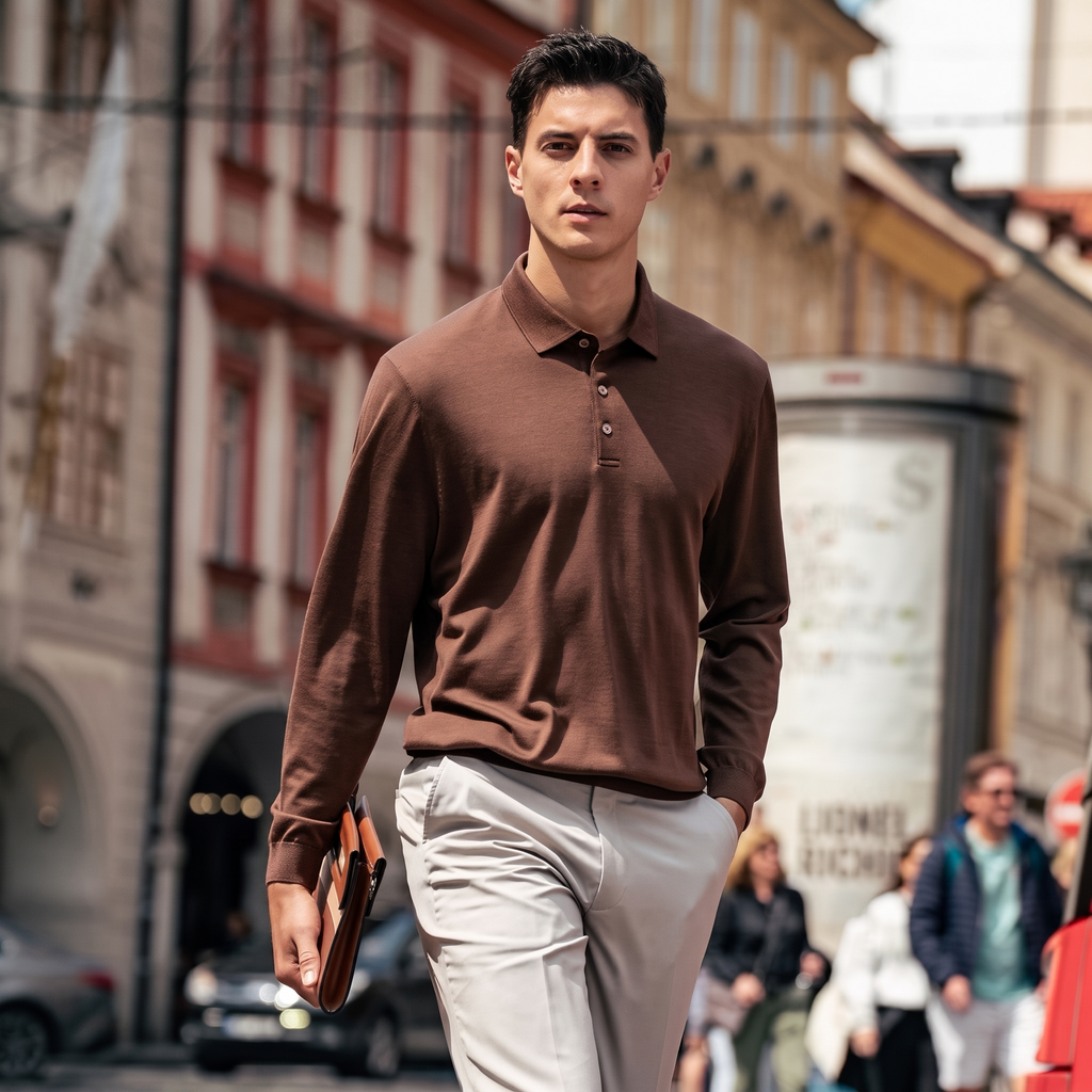 Long Sleeve Wool Polo Sweater