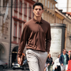 Long Sleeve Wool Polo Sweater