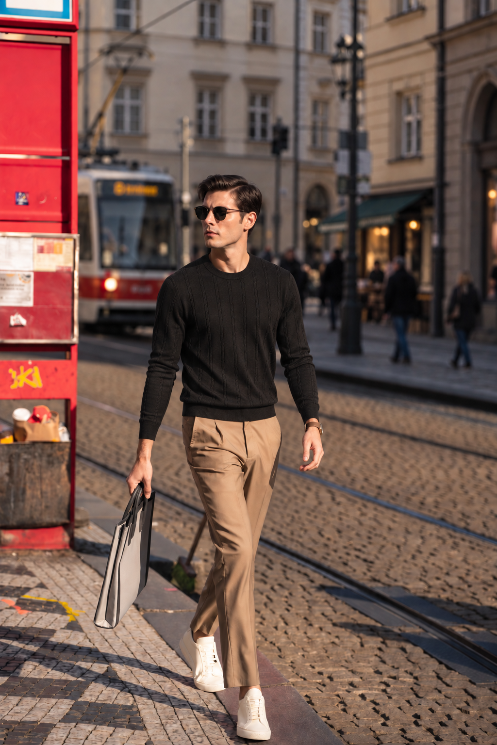 Pure Wool Textured Crewneck Knit Sweater