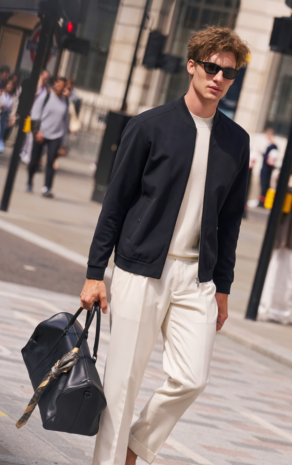 Fine Textured Ribbed Collar Bomber Jacket