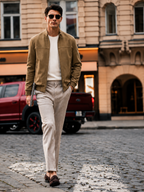 Suede & Wool-Knit Blouson Jacket