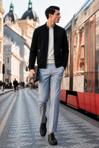 Suede & Wool-Knit Blouson Jacket