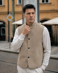 Suede Stand-Collar Vest