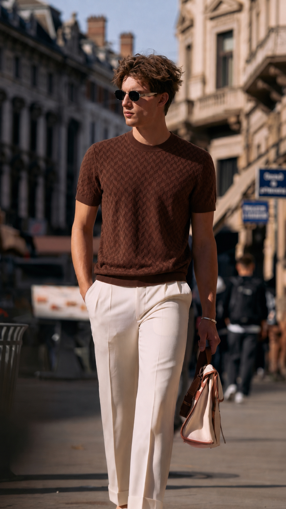 Textured Wool-Blend Knit Tee