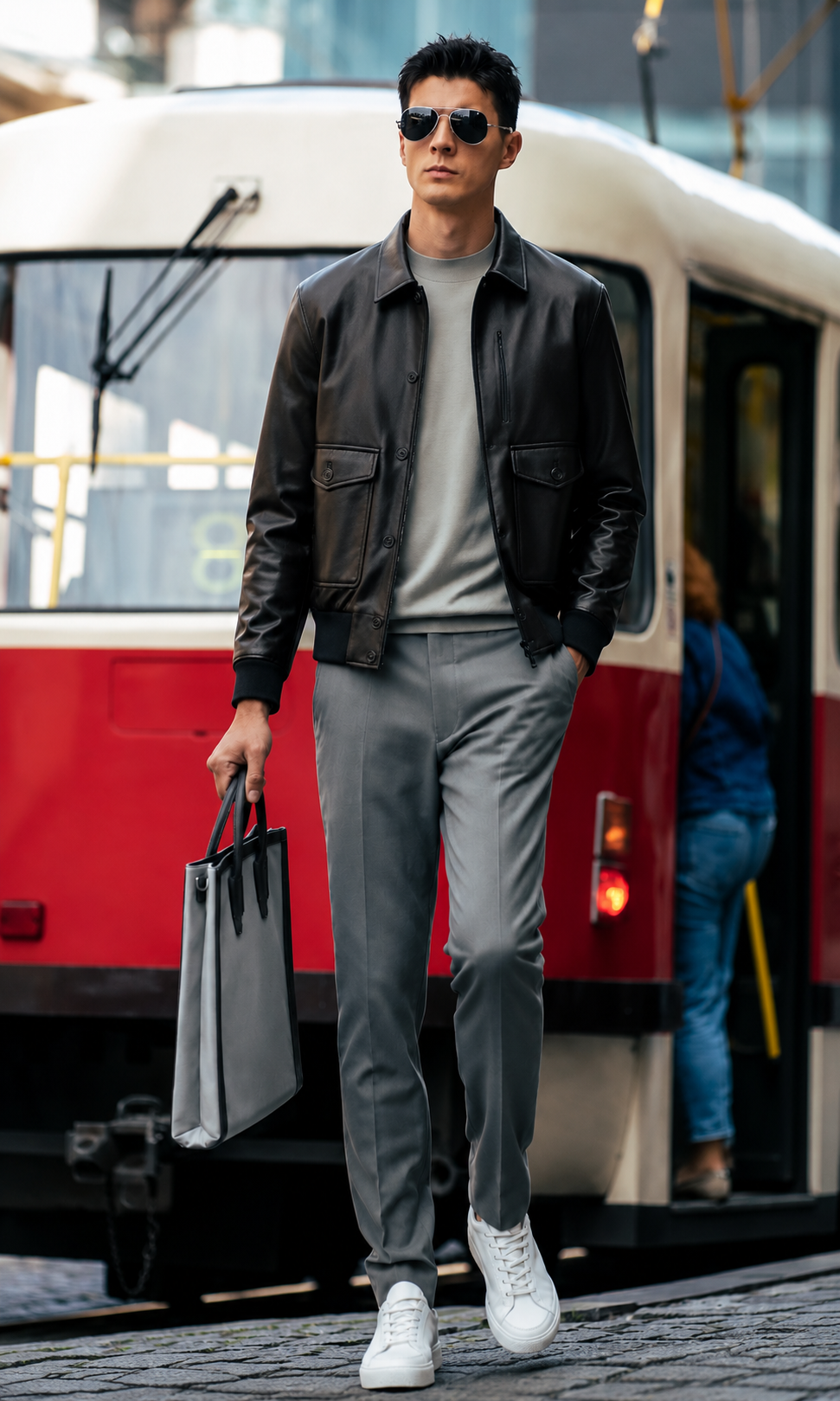 Goatskin Leather Blouson Jacket
