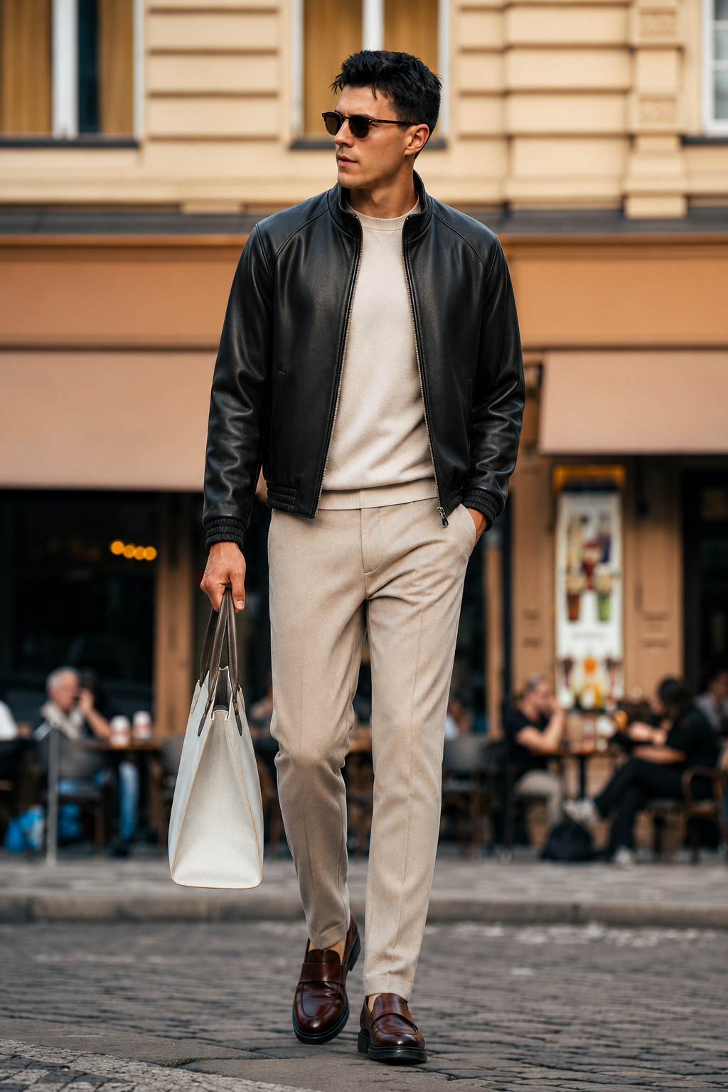 Lambskin Stand-Collar Leather Jacket