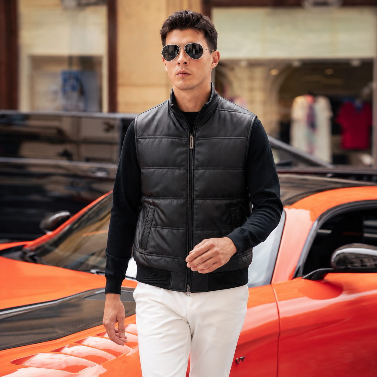 Leather Down Vest