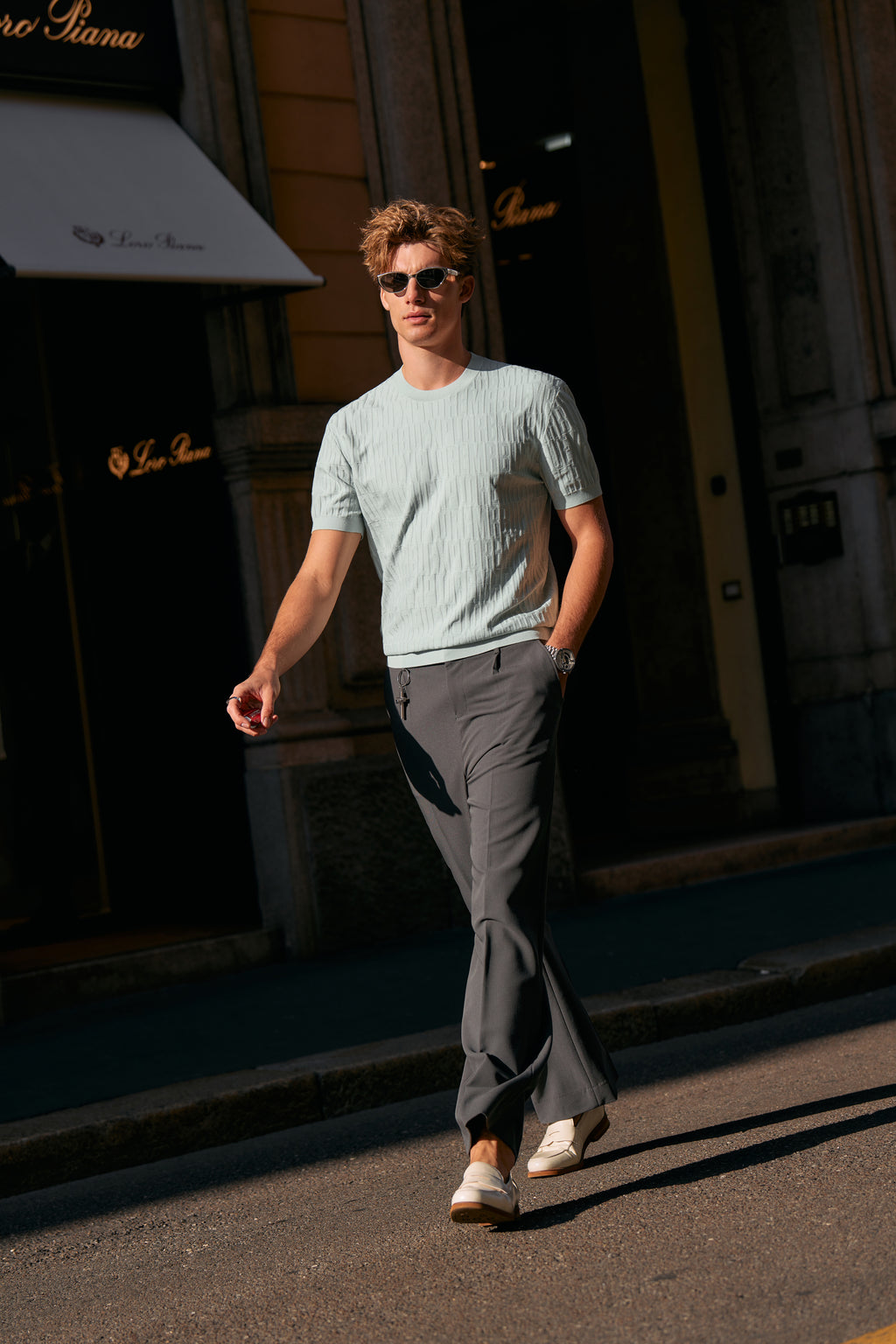 Jacquard Texture Knit T-Shirt