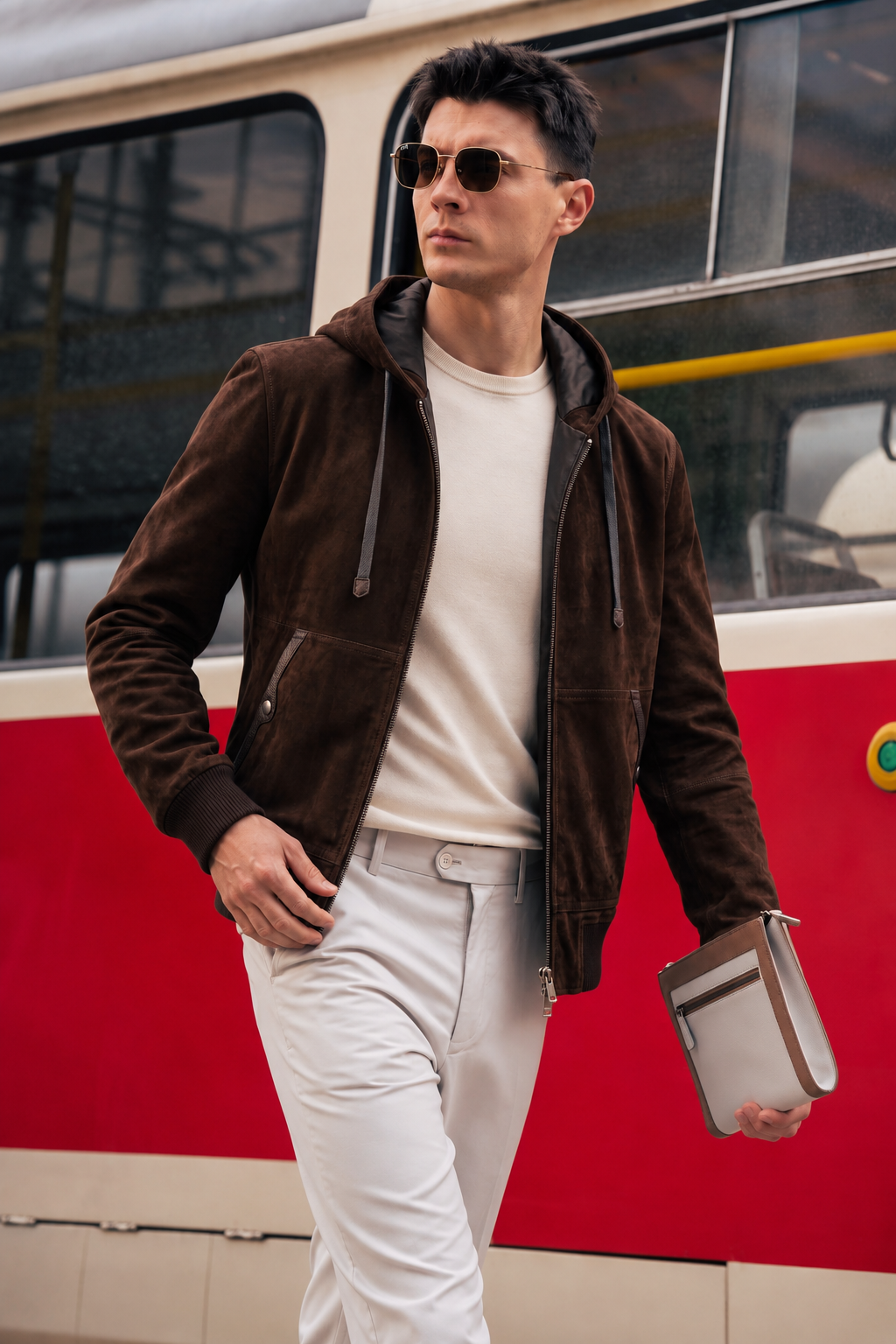 Suede Hooded Leather Jacket