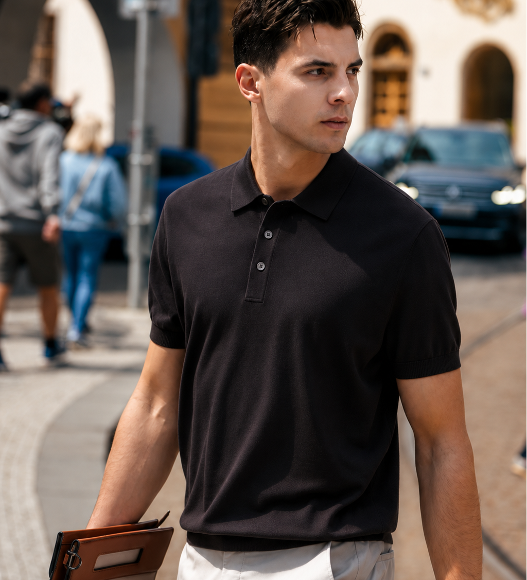 100% Merino Wool Short‑Sleeve Knit T‑Shirt
