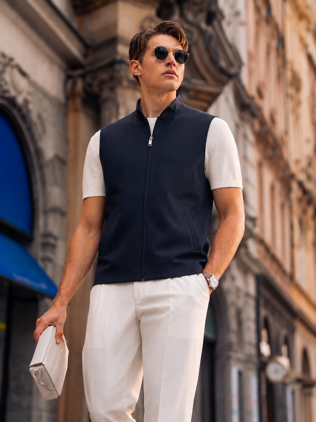 Wool-Blend Zip Vest