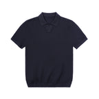 Waffle Texture Open Collar Knit Polo