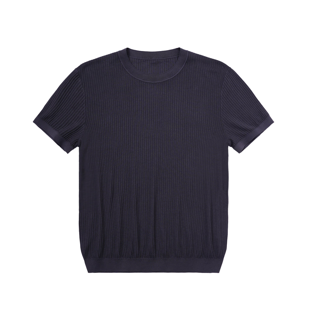 Textured Stripe Cotton Knit T-Shirt