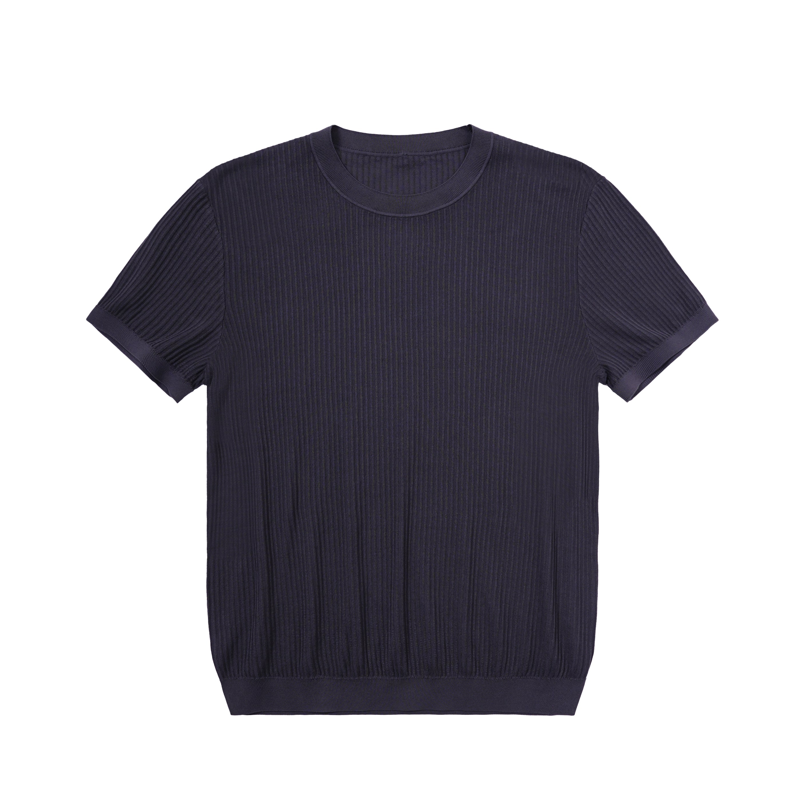 Textured Stripe Cotton Knit T-Shirt