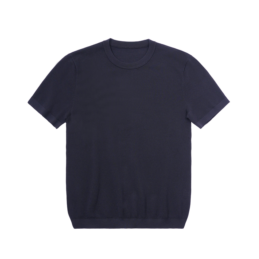 Jacquard Openwork Knit Crewneck T-Shirt