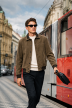 Suede Ribbed Blouson Jacket