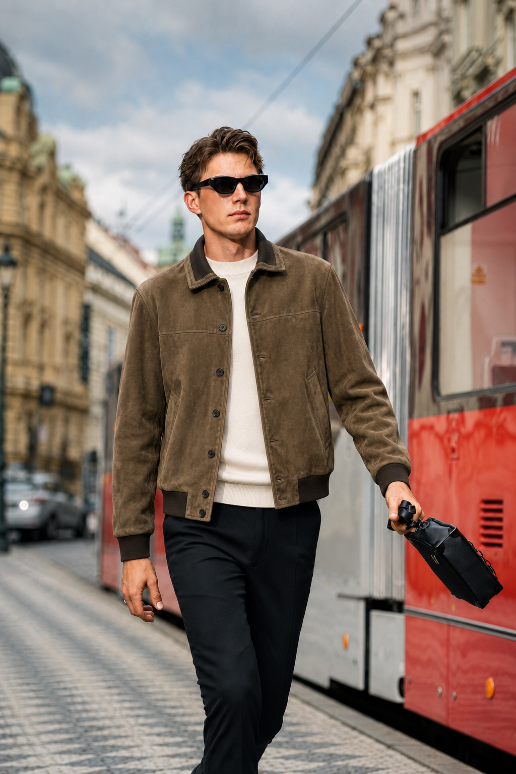 Suede Ribbed Blouson Jacket