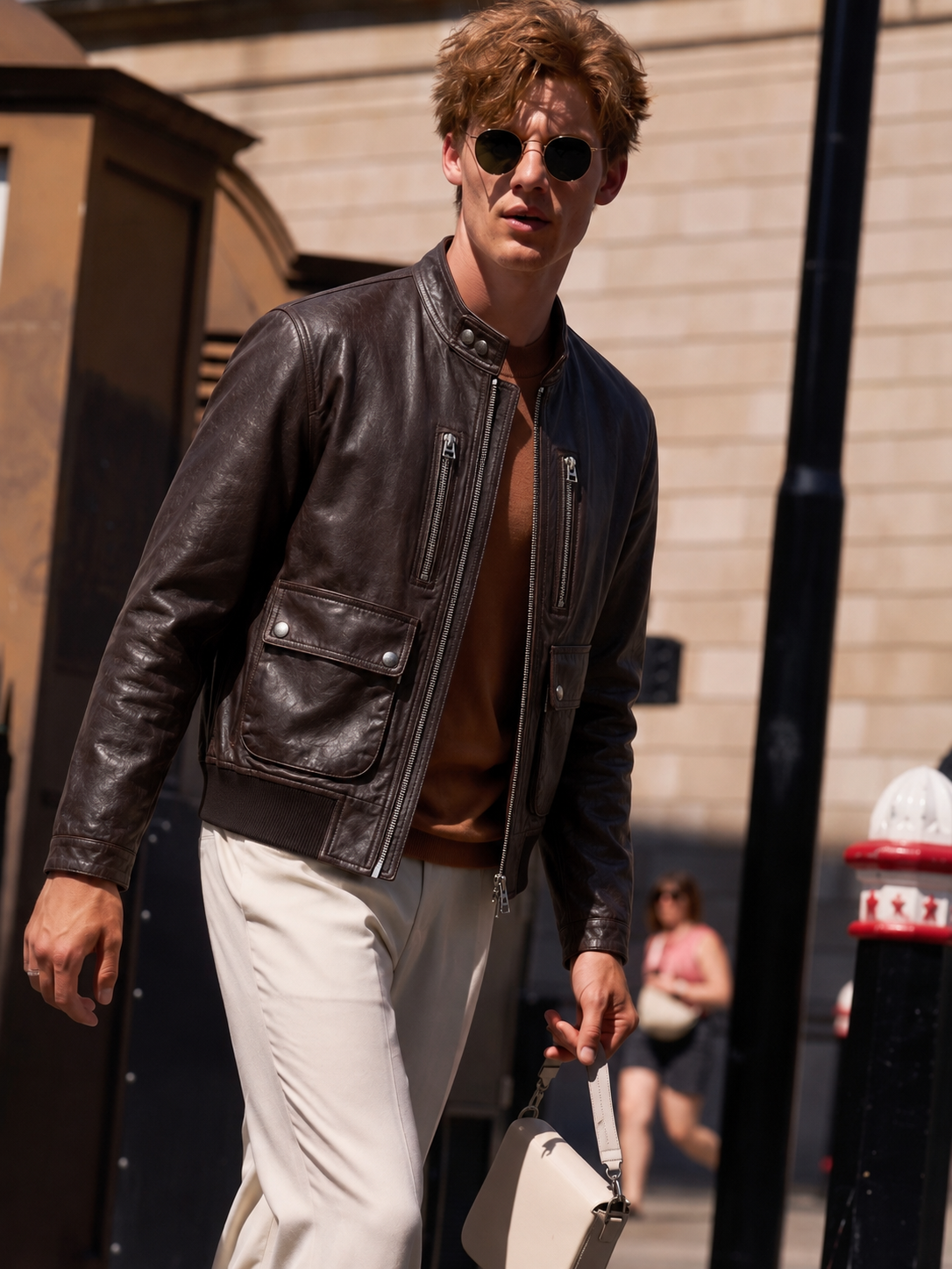 Lambskin Leather Utility Jacket