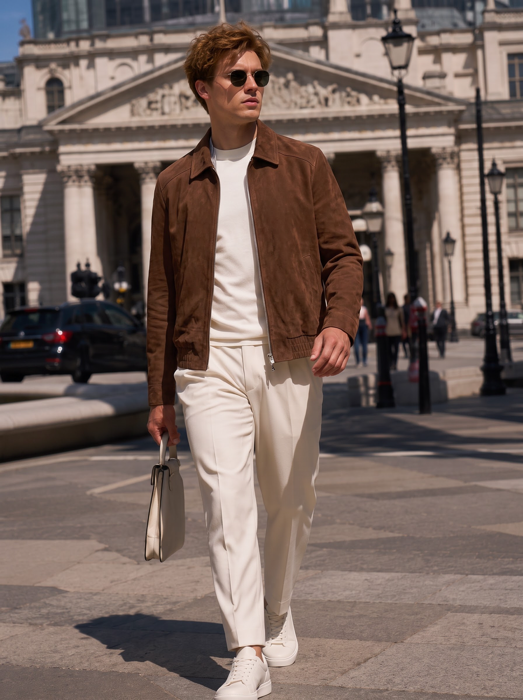 Suede Leather Zip Jacket