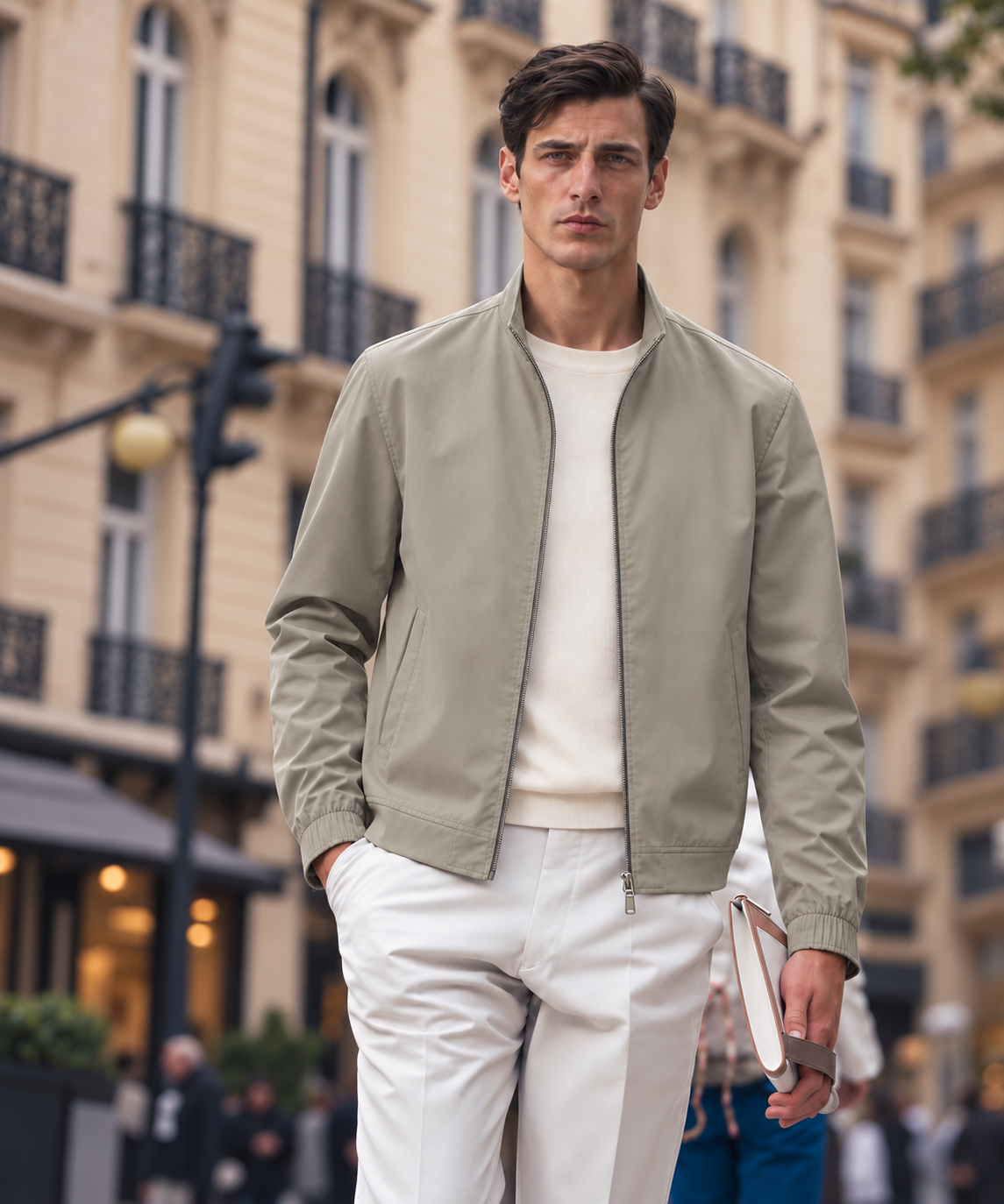 Reversible Wool-Blend Lightweight Bomber Jacket