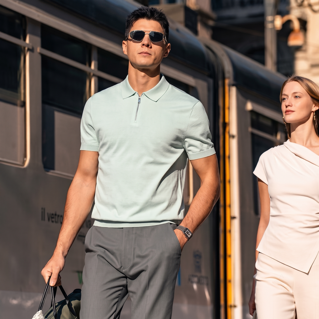Italian Stiff Collar Slim Fit Gentleman Polo