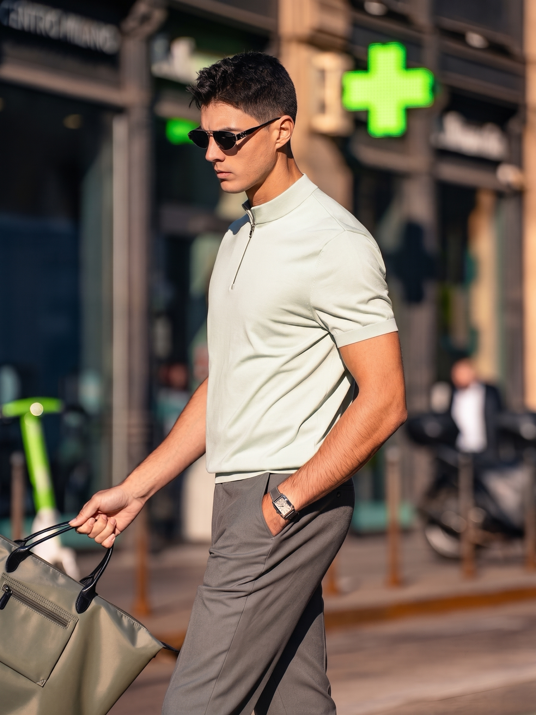 Minimal Layered Zip Neck High-End Polo