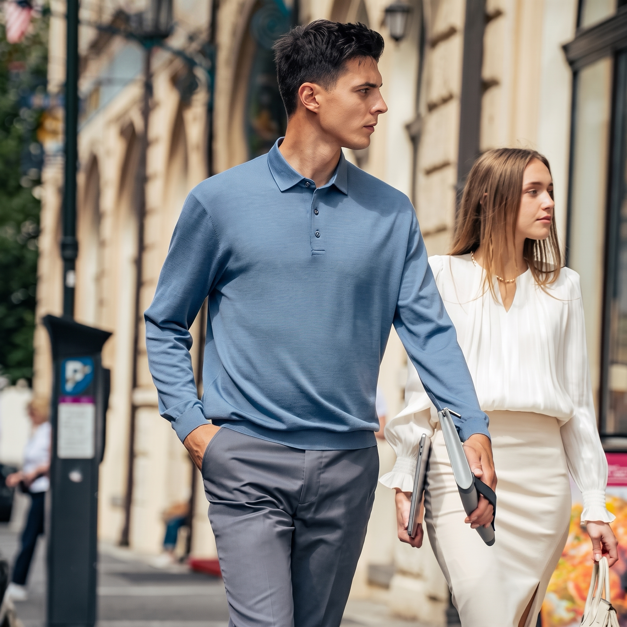 Long Sleeve Wool Polo Sweater
