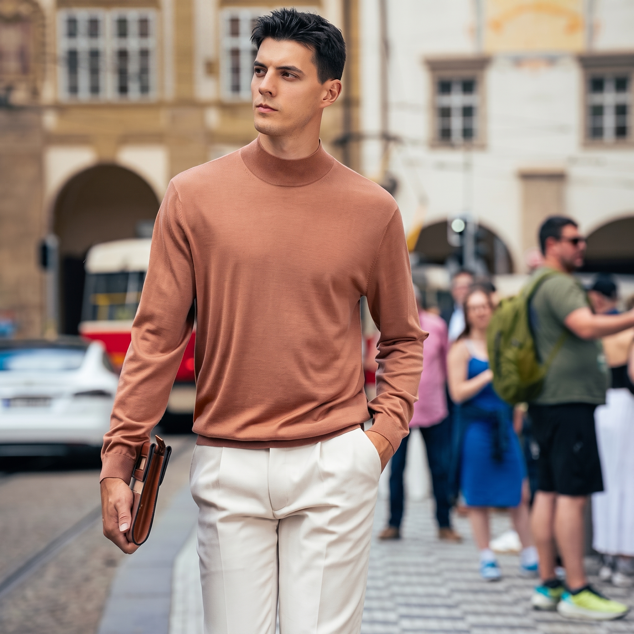 Mock Neck Soft Wool Sweater