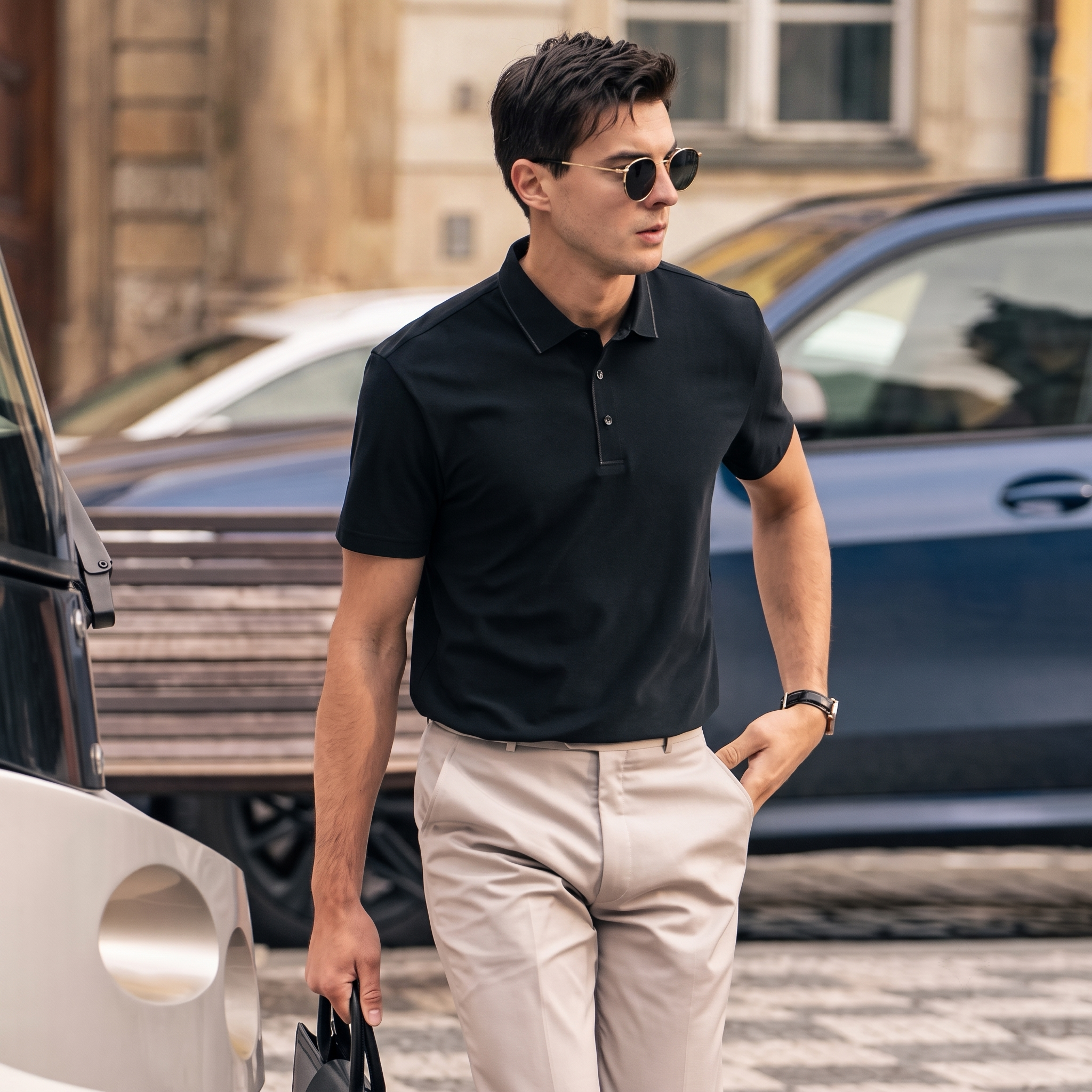Minimal Clean Lapel Business Gentleman Polo Tee