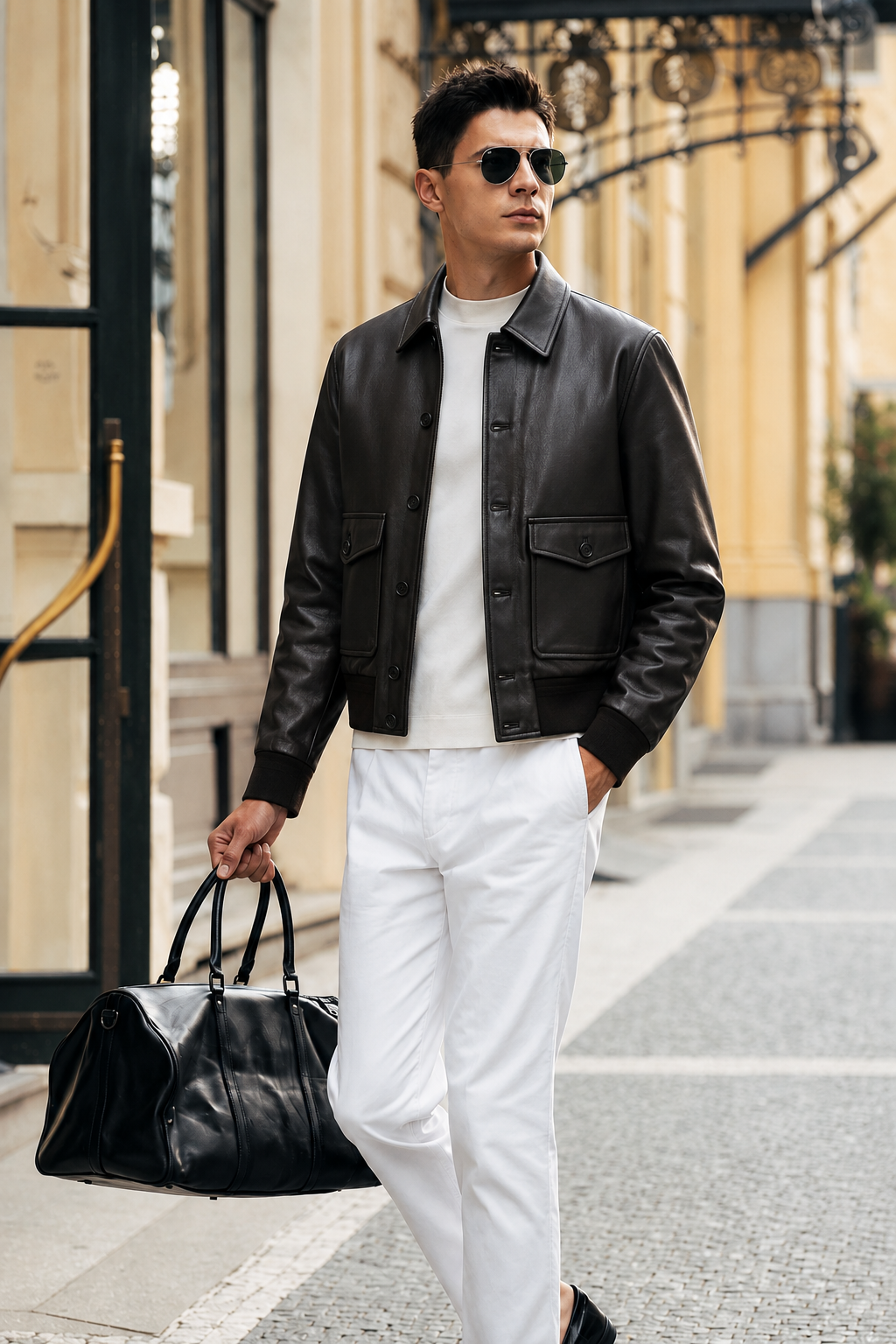 Goatskin Leather Blouson Jacket