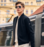 Square Label Versatile Men Knit Jackets