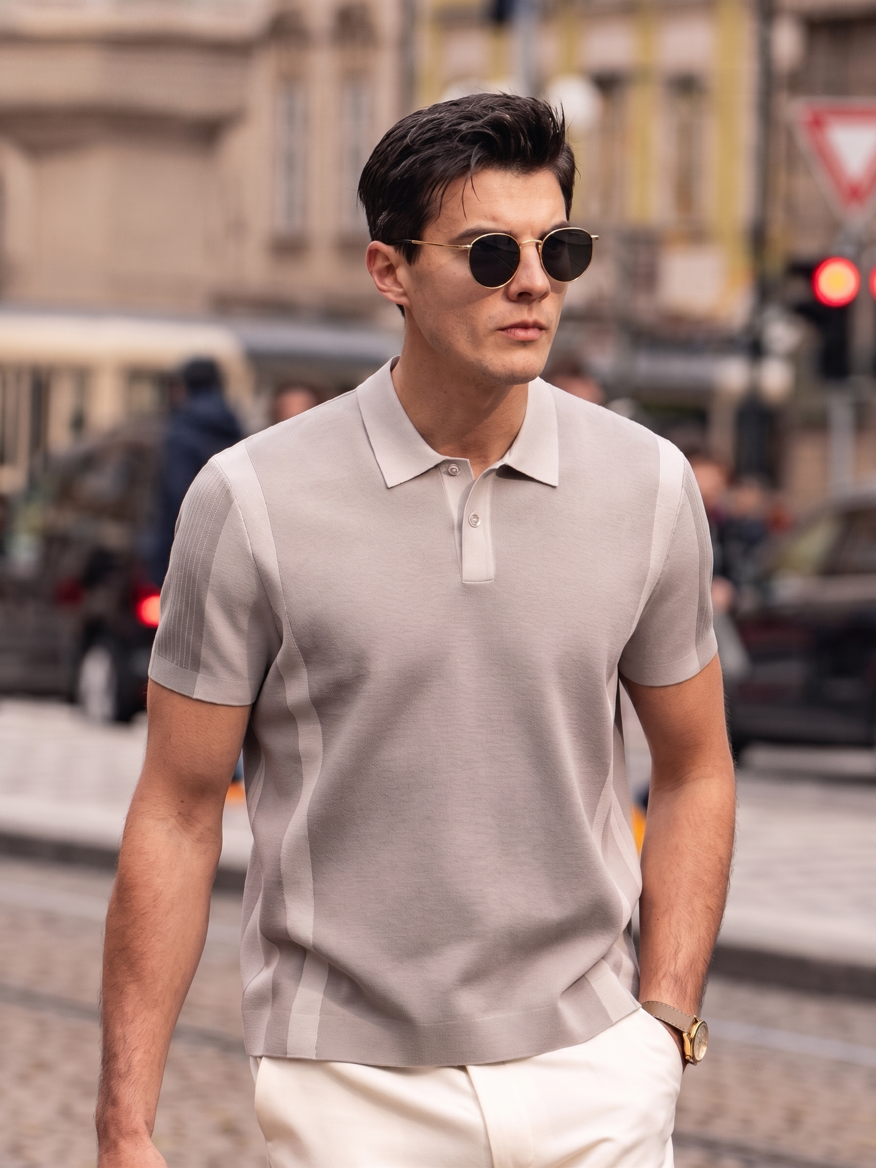 Elegant Spliced Design Versatile Daily Men Polo