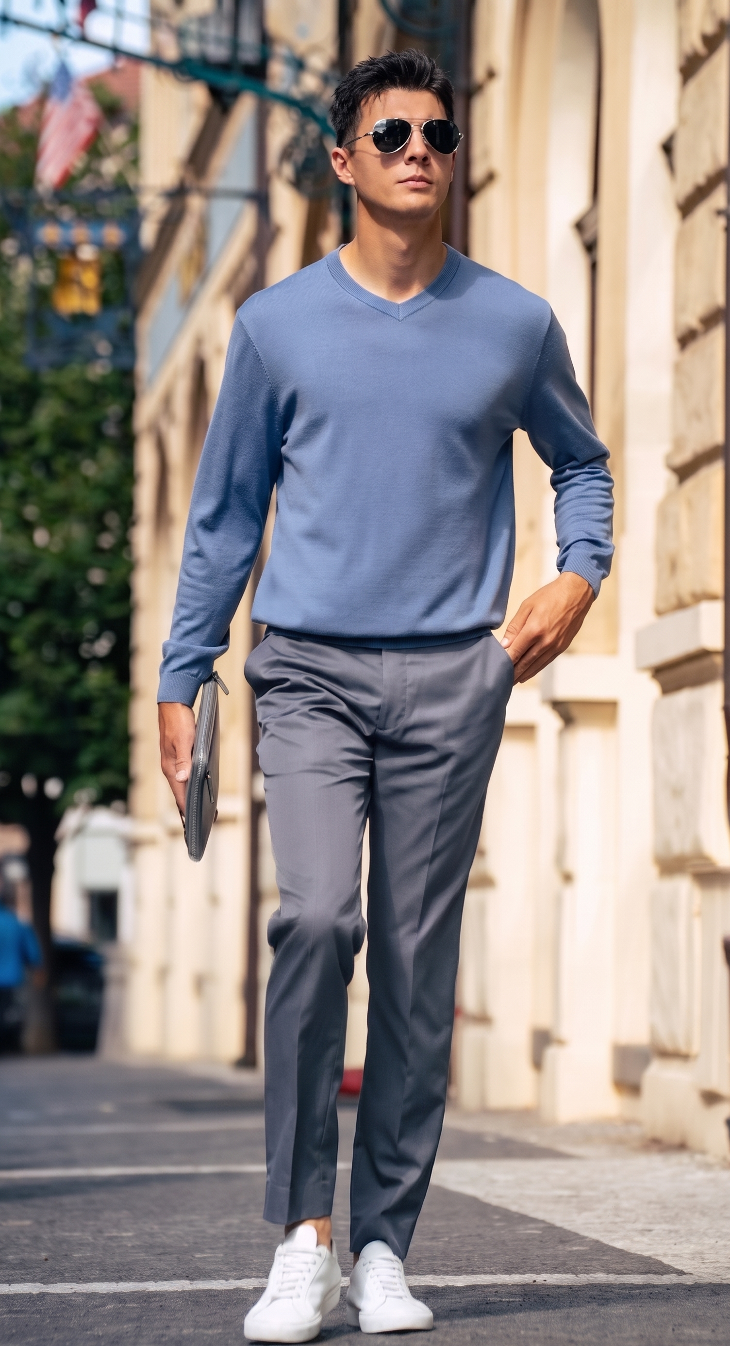 V-Neck Fine Wool Sweater