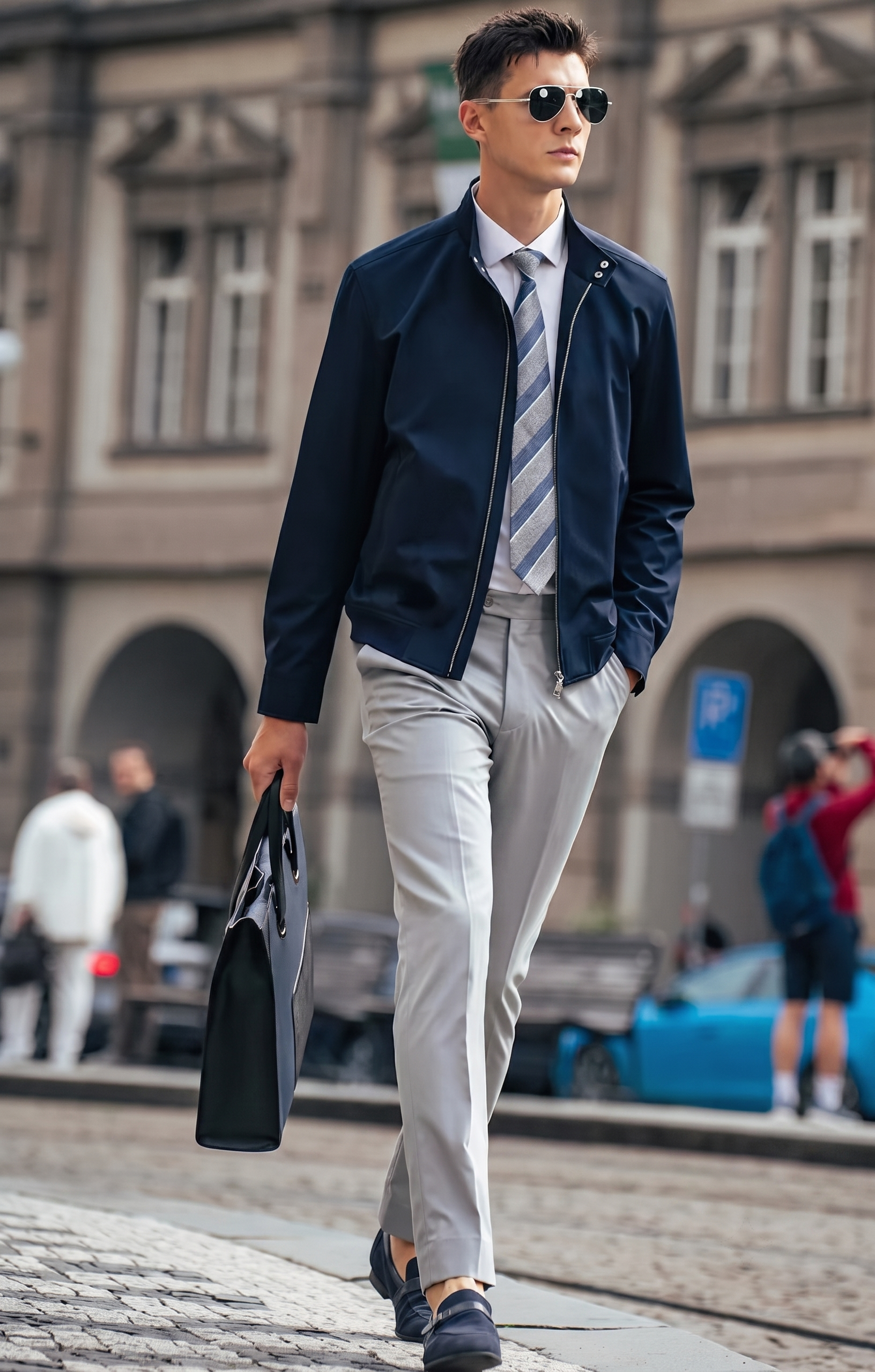 Stand Collar Zipper Business Jacket