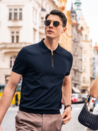 Minimal Metal Zip Collar Gentleman Urban Polo