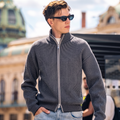 Fine Vertical Rib Stand Collar Zip Knit Jackets