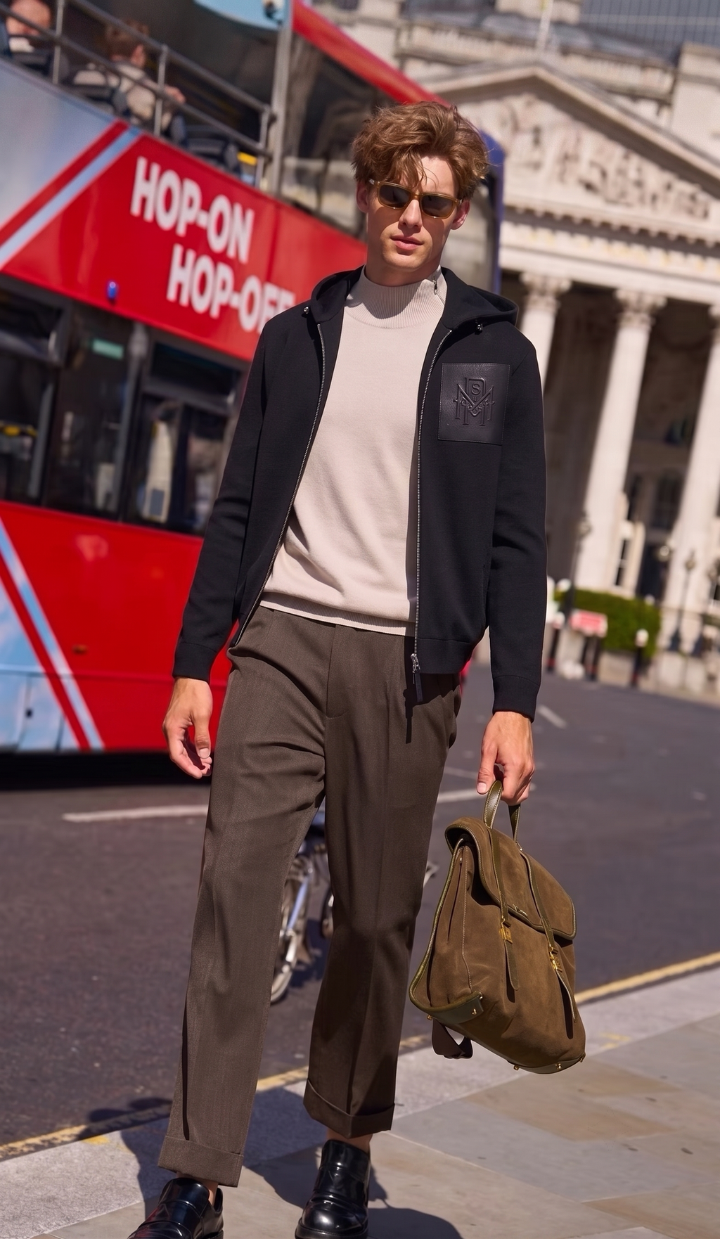 Solid Black Versatile Zip Hood Men Knit Jackets